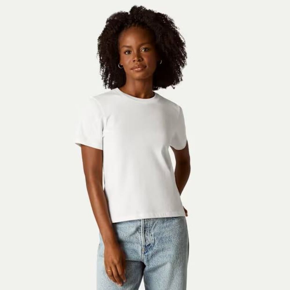 Bombas Pima Cotton Crew Neck T-Shirt White Small Minimalist Sustainable Basic